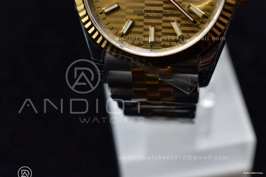 DateJust Bracelet VSF YG Steel 592 SS 904L on Elegant Gold 1:1 Best Jubilee 126231 Textured Edition Dial 36 VS 0705